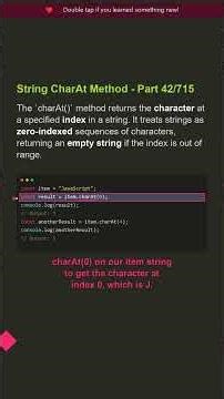 ⭐ String CharAt Method - Part 42/715 | Software Engineer Tips #shorts #javascript