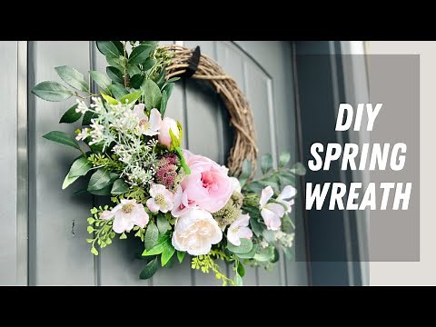 How to make a SPRING GRAPEVINE WREATH with faux florals/ Step by step wreath making tutorial