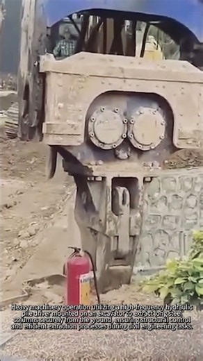 Extracting Massive Steel Piles With Heavy Machinery #worker #process #excavator #construction