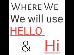 What is Hello and Hi | Where Will We Use Hello and Hi| English Grammar