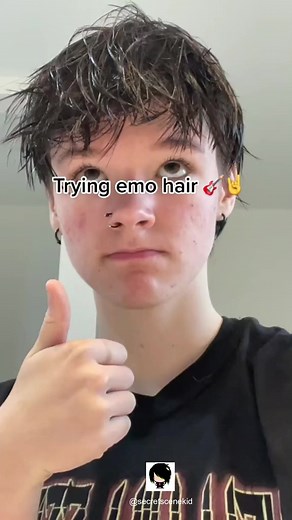 2.2K views · 61 reactions | Trying emo hair via elliotjacksons tiktok | Secret Scene Kid | Facebook