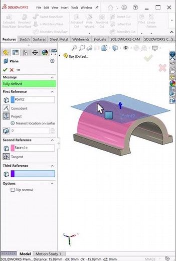 Reference Plane in SolidWorks | Tangent Plane One Point and One Face Tutorial #shorts