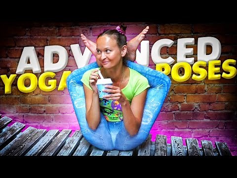 Frontbend contortion. Advanced yoga poses. Yoganidrasana. Legs behind head. Flexshow