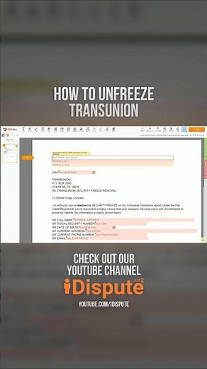 How to Remove TransUnion Freeze by Mail - Unfreeze & Restore Access: I Dispute