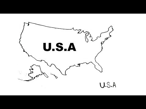 How to draw U.S.A map || Outline map of United States of America