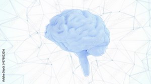 human brain virtual reality rotation 3d representation, nervous system and neurology background. can be used to represent axon synapses, artificial intelligence, or medical anatomy