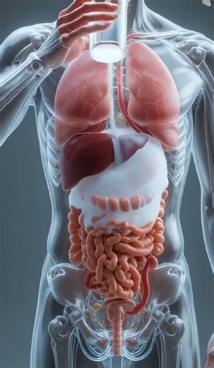 Disprin Tablet Dissolving in Water & Digestion Process | 3D Transparent Human Body