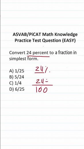 ASVAB/PiCAT Math Knowledge Practice Test Q: Percents & Fractions #acetheasvab with #grammarhero