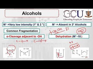 Lec-27 || Mass Fragmentation Pattern in alcohols, phenols, cyclic alcohols & thio-alcohols