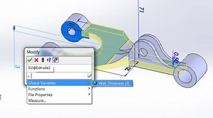 Applying a SOLIDWORKS Global Variable to a dimension