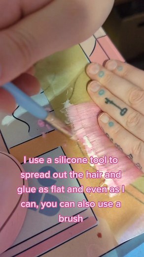 here's how I make my yarn hair into wefts :) and my final wig for my custom doll! #dollwig #customdoll #ooakdoll #ooak #yarnwig #handmade