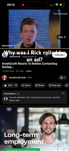 I was Rick rolled by an ad