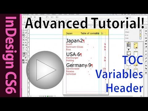 Indesign CS6 tutorial - Selective TOC, Running header, text variables