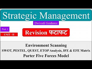 3 | Strategic management | Environmental Scanning, SWOT, PESTEL, Porter 5 forces, IFE & EFE matrix