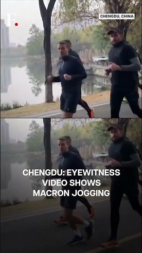 French President Macron Goes Jogging in China During an Official Visit | N18G
