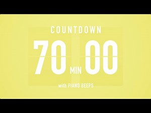 70 Minute Countdown Timer ⏳ Flip Clock with Piano Beeps 🎹🟡