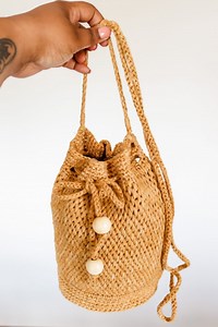 Harper Bucket Bag, a free crochet summer drawstring bag pattern