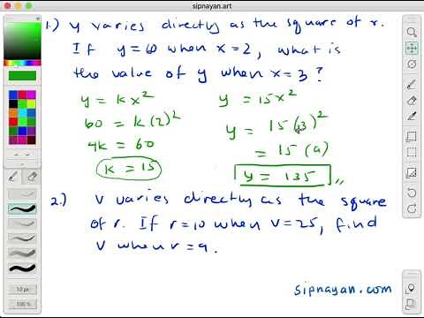 DSV2 Direct Square Variation Sample Problems Part 1