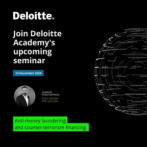 💼 Master Anti-Money Laundering (AML) & Counter-Terrorism Financing (CTF) with Deloitte Join us for an enlightening seminar on AML and CTF. Learn to navigate the complex world of financial security regulations and safeguard your business. • AML & CTF regulations • Risk mitigation in financial transactions • Challenges for supervised entities • Best practices for robust compliance 📅 Date: 14/11/2024 📍 Location: Deloitte Nicosia offices Ideal for finance, accounting, and compliance professionals