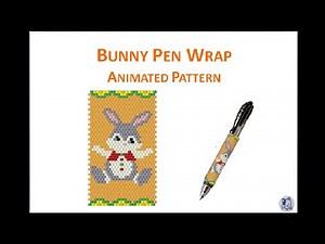 Peyote Bunny Pen Wrap Pattern. Complete Bead Graph With Animation