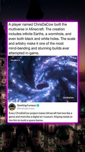 A player named ChrisDaCow built the multiverse in Minecraft. The creation includes infinite Earths