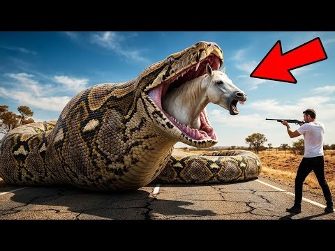 “Giant 30ft Python Swallows White Horse on Open Field | Shocking Real Rescue Footage!”