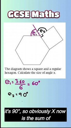 GCSE Maths: Angle Between a Square and Hexagon #gcsemaths