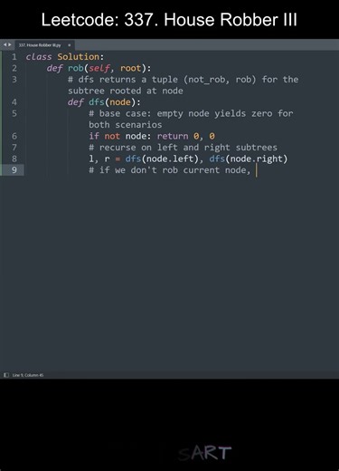 Leetcode 337. House Robber III in Python | Python Leetcode | Python Coding Tutorial | Python ASMR