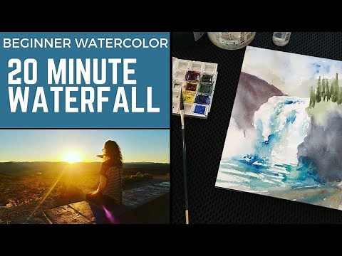 Paint a 20 Minute Waterfall in Watercolor: Easy Watercolor for Beginners