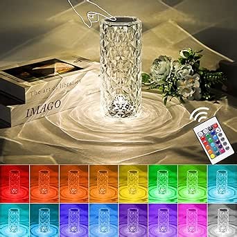 Crystal Lamp,Touch Control Table Lamp,Crystal Rose Lamp with 16 Colors,RGB Night Light with USB & Remote Control,LED Diamond Touch Lamp for Bedroom, Rechargeable Desk Light, Birthday Gift