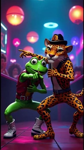 Green Alien Frog dance with Lion | crazy frog dance | frog dance challenge