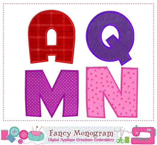 Machine Embroidery Fonts - Monograms Letters Alphabet Applique Design -1675 - Etsy UK