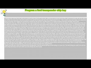 How to : Program a ford transponder chip key