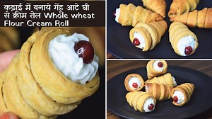 कड़ाई में बनाये गेंहू आटे घी से क्रिस्पी क्रीम रोल Whole wheat flour - ghee flaky cream roll recipe | No oven no Butter No Maida | Bakery style cream roll recipe #bakery #baking #creamroll #cream #Roll #eggless #chef #nooven #crispy #wholewheatflour #flour #homebaker #indian #food #foodies #chef #icancookchallenge #foodconnection #MadhulikaVatsal #puffpastry #puff #How #howto #india | Food Connection