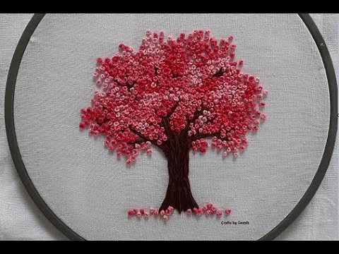 Cherry Blossom Tree - Hand Embroidery - French Knot Flowers