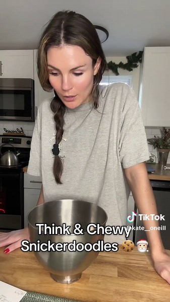 Cookiemas Day 12 ❤️🥰🎄 Thick & Chewy Snickerdoodles (Sally’s baking) 1 cup unsalted soft butter 1 1/3 c white sugar 2 tsp vanilla extract 1 egg yolk & 1 egg 3 cups all purpose flour 1/2 tsp salt 2 tsp cream of tartar 1 1/2 tsp cinnamon 1 tsp baking soda Cinnamon sugar- 1/3 cup granulated sugar 1 tsp cinnamon Melted white chocolate Cream butter and sugar. Add eggs and vanilla. Mix dry ingredients in separate bowl and gradually add to wet. Place on parchment lined baking sheet in rounded tablespo