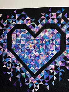 Heart Quilt, Black With Kaffe Fassett Purples and Blues, Exploding Heart - Etsy Canada