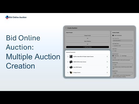 Create Multiple Auctions Easily with Bid Online Auction on Shopify