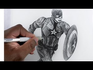 How To Draw CAPTAIN AMERICA Step by Step (ONE PENCIL)