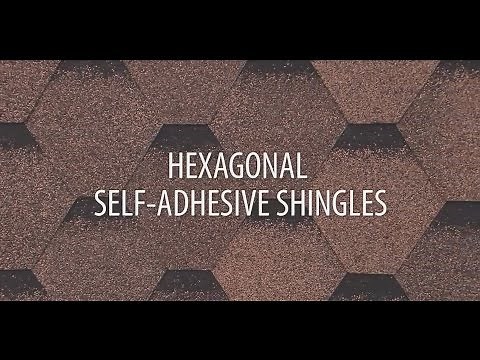 Installing hexagonal self-adhesive roof shingles