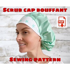 Scrub Hat Style#3 Bouffant Sewing Pattern and Written Instructions, Scrub Cap Pattern Printable, Surgical Hat Pattern, Medical Cap Pattern - Etsy