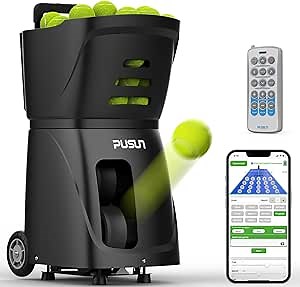 PT-Smart Professional Tennis Ball Machine, Portable Auto Tennis Serve Trainer with APP Control & 20-Point Programming, All-Court Training Equipment for Club & Individual Practice, 4-6H Battery Life