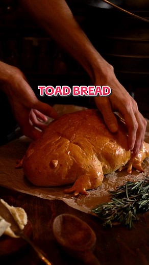 Toad Bread! This whimsical bread is so good and easy to make. It has fresh rosemary inside and is topped with garlic and parmesan. It goes great with the herb butter that is attached to the recipe. You can find this recipe and other peculiar foods in my new cookbook Peculiar Baking: A Practical Guide to Strange Confections. He’s the perfect companion to a bowl of stew! #toad #toadbread #homemadebread #bread #foodart #breadart #foodhack #bakingbread #breadstagram #kitchenwitch #practicalpeculiari
