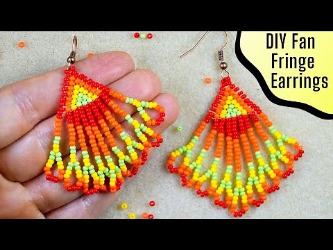 Fan Fringe Seed Beads Earrings - Tutorial || DIY