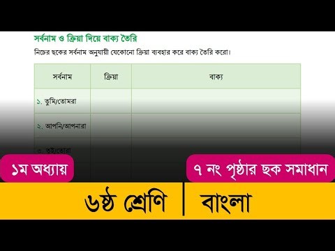 ৬ষ্ঠ শ্রেণি | বাংলা | ১ম অধ্যায় | ছক : সর্বনাম ও ক্রিয়া দিয়ে বাক্য তৈরি (পৃষ্ঠা ৭) সমাধান | Class 6