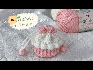 How to Crochet Drawstring Pouch for Beginners | Cute Mini Bag Keychain Tutorial | Tiny Crochet Lab