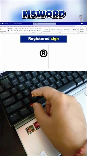 Registered sign short key | #windows #mstechtricks #keyboard #computer #msword