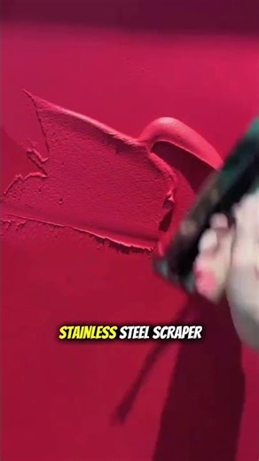 Satisfying Red Wall Texture with a Stainless Steel Scraper Smooth Plastering Technique for Beginners