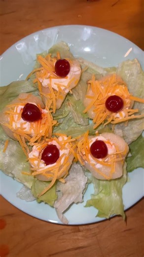 Grace on Instagram: "Pear salad, a delicacy in the south. So many fond memories from my childhood with this snack! #south #southern #southernfood #recipe"