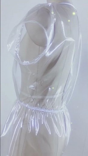 PVC Clear Transparent Short Sleeve Bodysuit Crew Neck Zipper Sexy See Through One-Piece Bodysuit